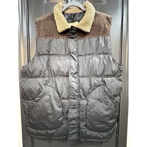 Roebuck & Co  Men's Puffer Vest XL Sherpa Collar Corduroy Yoke Western